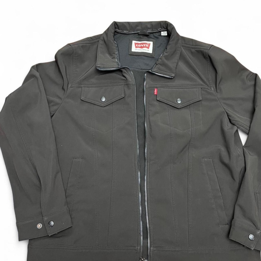Levi's black soft shell jacket with snap button closure